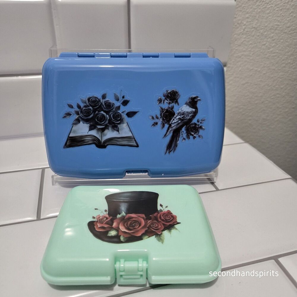 2 Dark Aesthetic Travel Boxes Plastic Witchy Gothic Steampunk Packet Holder